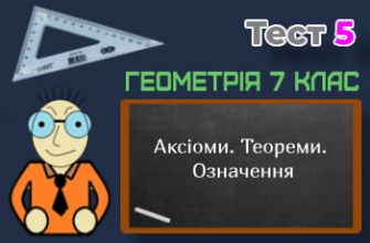 Аксіоми. Теореми. Означення. Тест 5 (Геометрія 7 клас НУШ)